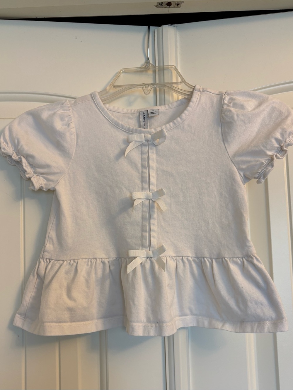 Janie and Jack White Peplum Tee with Bow Trim